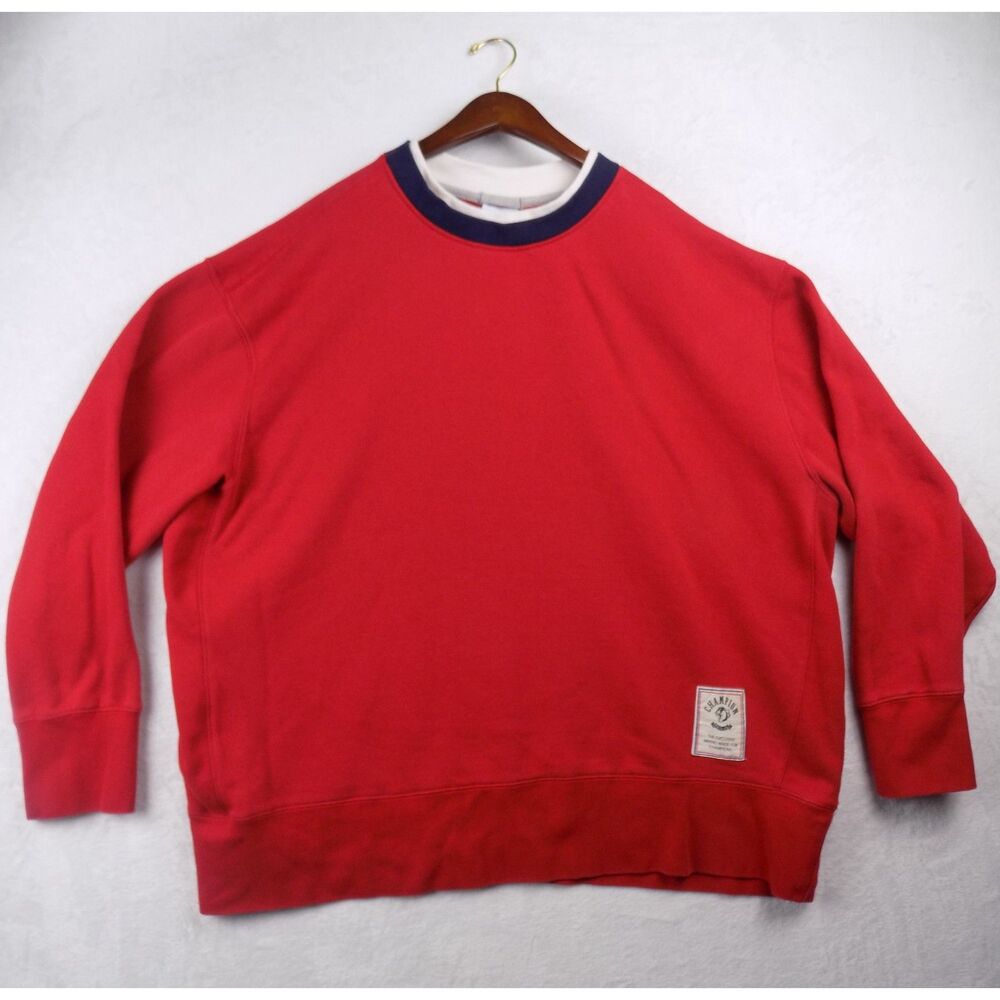 Champion Phys Ed Sweatshirt Mens XXL Red Ringer Crewneck Heavyweight Fleece Logo